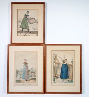 (3) EARLY 19TH C. FRENCH REGIONAL COSTUME PRINTS, FRAMED