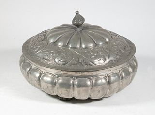 CONTINENTAL PEWTER LIDDED DISH
