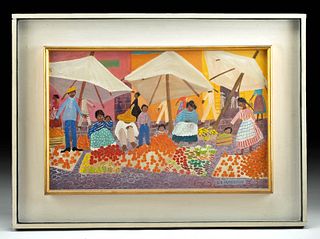 20th C. D. D. Hutchinson Mexican Market Painting