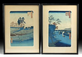 Pair of 19th C. Japanese Hiroshige Woodblocks