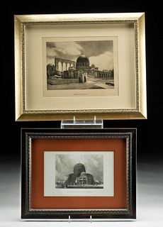 Two 19th C Engravings, Omar's Mosque & Dome of the Rock