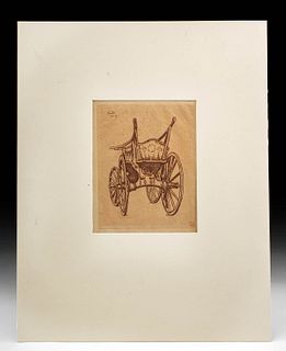 Theo von Rysselberge "The Cart of Gouda" Etching, 1893