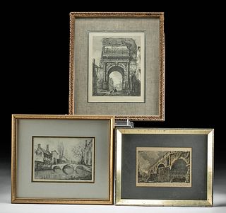 3 Antique Engravings of Rome, Rossini after Piranesi