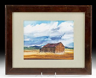 Framed Contemporary Kaplinski Painting - Colorado Barn