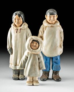 3 Vintage Alaskan Ceramic Family Figures