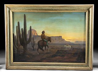 Signed 1945 American Southwest Oil Painting - Maraio T.