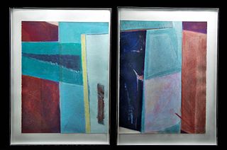 Framed Pair of Large Pastels - L. Stein, 1980s