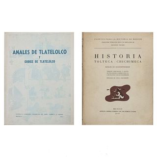 LOTE DE LIBROS CULTURA Y CÓDICE MEXICANOS. a) Historia Tolteca - Chichimeca. Anales de Quauhtinchan. Piezas: 2.
