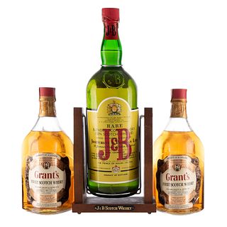 Whisky. a) J & B. Rare. b) Grant's. Stand fast. Total de piezas: 3.