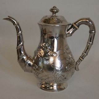 ANTIQUE CHINESE SILVER DRAGON PITCHER 