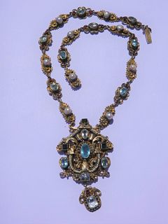 HUNGARIAN GILT SILVER & GEMSTONE NECKLACE
