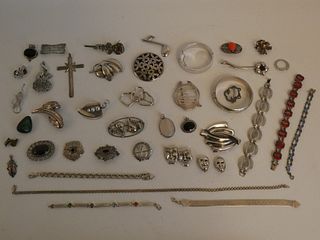 LARGE LOT SILVER JEWELRY 