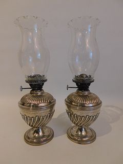 PAIR STERLING SILVER LAMPS