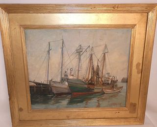 BISSELL P. SMITH HARBOR SCENE PAINTING