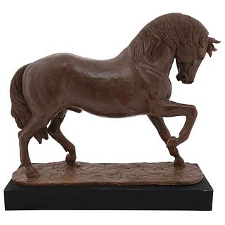 BENITO CERNA, Caballo árabe, Signed, Bronze sculpture 1 / 9 on metal base, 15.5 x 18.2 x 5.2" (39.5 x 46.3 x 13.4 cm), Certificate