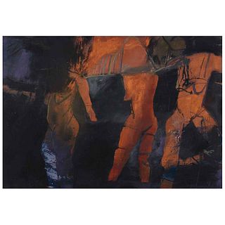 PERLA KRAUZE, Bañistas en el Mar Negro, Signed and dated 89 in front, signed and dated 1989 on back, Oil on canvas, 25.5 x 37.4" (65 x 95 cm)