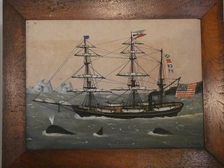 VINTAGE ARCTIC WHALING PAINTING