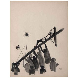 MATHIAS GOERITZ, Crucifixión, ca. 1950, Signed, Ink on paper, 12.5 x 9.8" (32 x 25 cm), Document