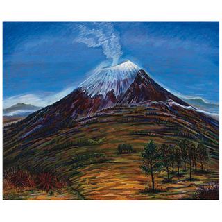 RODRIGO PIMENTEL, Popocatépetl, Signed and dated 2020 front and back, Oil on canvas, 49.2 x 59" (125 x 150 cm), Certificate