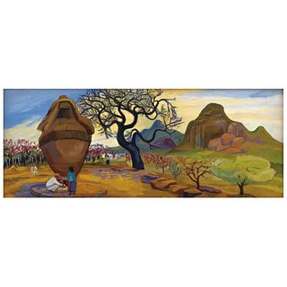 ADOLFO MEXIAC, Chalcatzingo Mor., Signed and dated 97 front and back, Oil on canvas, 31.4 x 78.7" (80 x 200 cm), Certificate