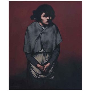 RAFAEL CORONEL, Mujer en rojo, Signed and dated 79, Acrylic on canvas, 59.2 x 6.2" (150.5 x 16 cm), Certificate