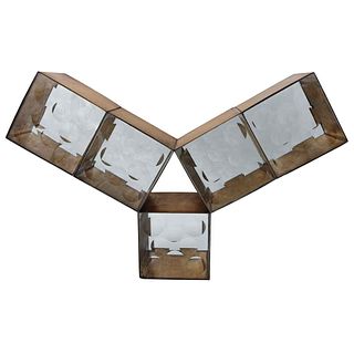 FELICIANO BÉJAR, Construcción, Signed and dated 68, Sculpture in cut glass and steel, 20 x 20.2 x 5.5" (51 x 51.5 x 14 cm), differing total measuremen