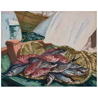 MARIO ALMELA, La pesca, ca. 2005, Signed, Oil on canvas, 31.4 x 39.3" (80 x 100 cm)