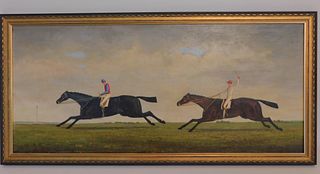 OIL PAINTING ENGLISH HORSE RACE