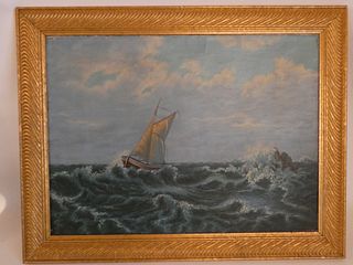 OLD MARINE PAINTING SIGNED 