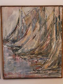 A. MARCUS IMPRESSIONIST PAINTING BOATS