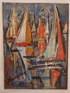 S. ROIDEVAIN ABSTRACT BOAT PAINTING