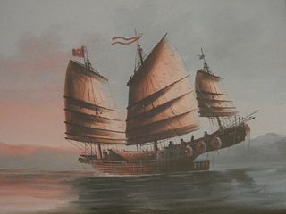 CHINESE EXPORT JUNK PAINTING 