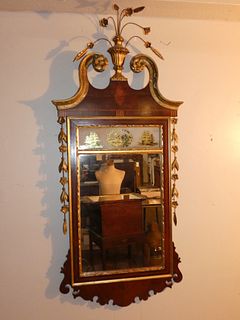 OLD CHIPPENDALE EGLOMISE MIRROR 