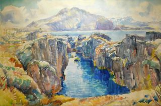 Petur Fridrik Icelandic Landscape WC Painting