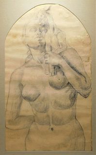 Jehangir Sabavala Nude Figure Drawing