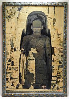 Ali Azizi Middle Eastern Bamyan Buddha Painting