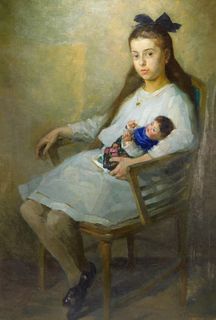 Wilhelm Pfitzenmaier Young Girl Portrait Painting