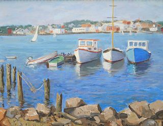 Gloucester Ma Impressionist Marina Dock Painting