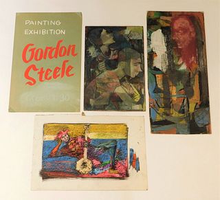 4PC Gordon Steele Figure & Advertising Paintings