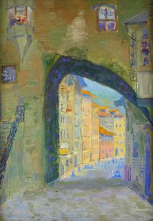 1923 Italian Impressionist Landscape Painting
