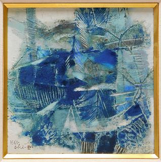 1961 Japanese Blue Abstract Painting