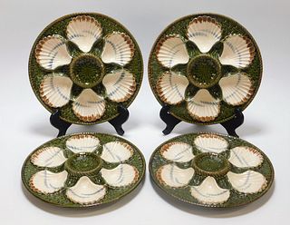 4PC Longchamp French Majolica Oyster Plates