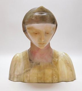 Italian Carved Alabaster Beatrice Bust