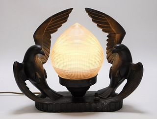 Art Deco Bird of Prey Spelter TV Table Lamp