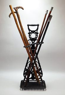 7PC Cane Walking Stick Cast Iron Stand Group