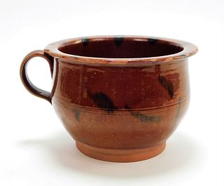 Connecticut Redware Handled Pot