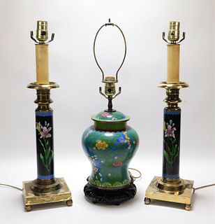 3PC Chinese Cloisonne Table Lamp