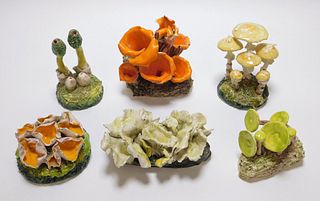 6PC Maria Maravigna Ceramic Mushroom Sculptures