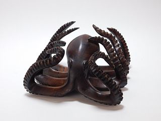 Panamanian Carved Wood Octopus Sculpture