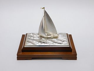 Takehiko Seki Silver Sailboat Sculpture